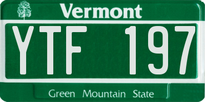 VT license plate YTF197