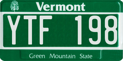 VT license plate YTF198