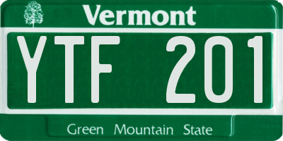 VT license plate YTF201