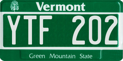 VT license plate YTF202