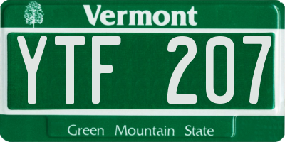 VT license plate YTF207