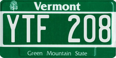 VT license plate YTF208