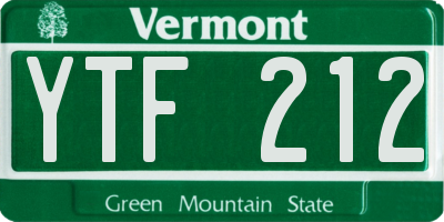 VT license plate YTF212