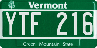 VT license plate YTF216