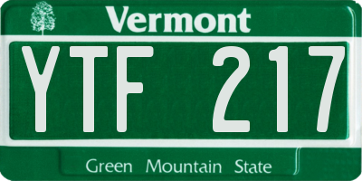 VT license plate YTF217
