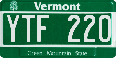 VT license plate YTF220