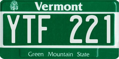 VT license plate YTF221