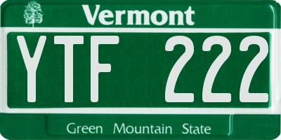 VT license plate YTF222