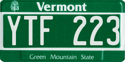VT license plate YTF223