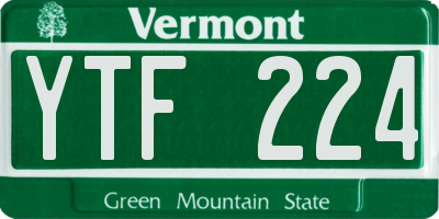 VT license plate YTF224