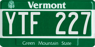 VT license plate YTF227