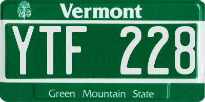 VT license plate YTF228