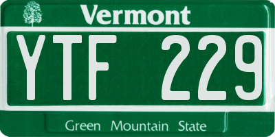 VT license plate YTF229