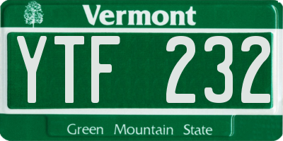 VT license plate YTF232
