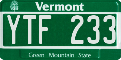VT license plate YTF233