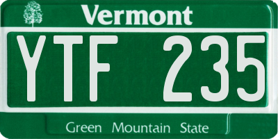 VT license plate YTF235