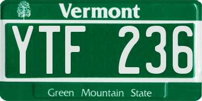 VT license plate YTF236