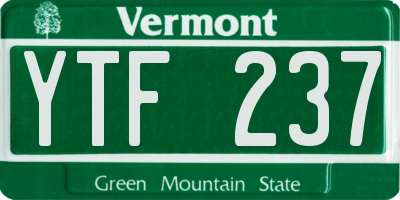 VT license plate YTF237