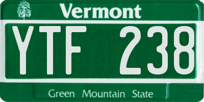 VT license plate YTF238