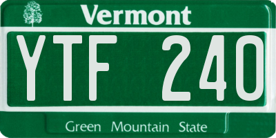 VT license plate YTF240