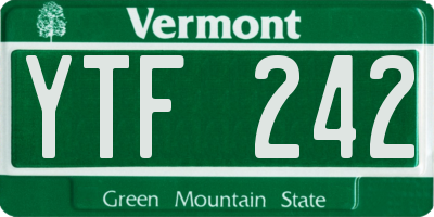 VT license plate YTF242