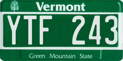 VT license plate YTF243