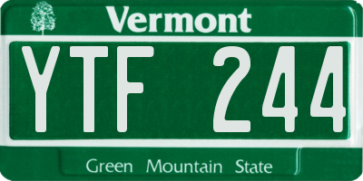 VT license plate YTF244