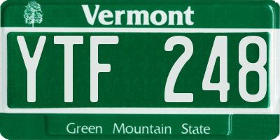 VT license plate YTF248