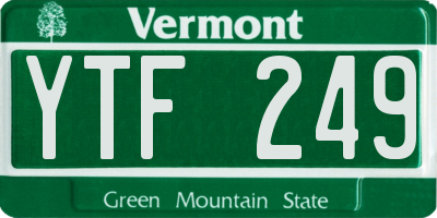 VT license plate YTF249