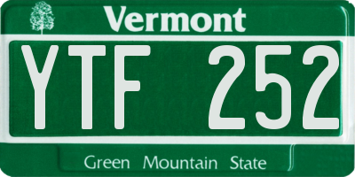 VT license plate YTF252