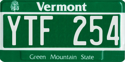 VT license plate YTF254