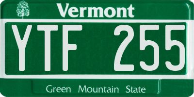 VT license plate YTF255