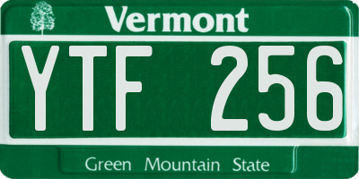 VT license plate YTF256