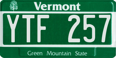 VT license plate YTF257