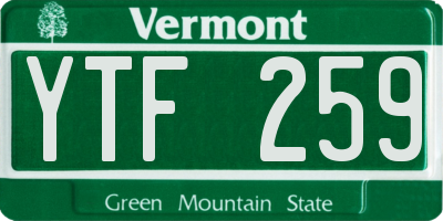 VT license plate YTF259