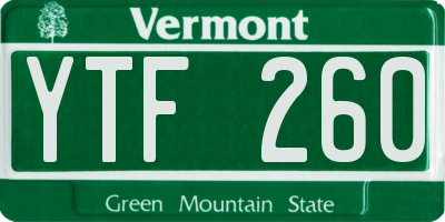 VT license plate YTF260