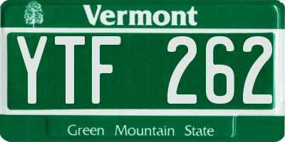 VT license plate YTF262