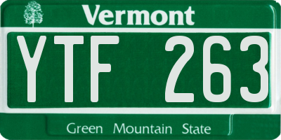 VT license plate YTF263