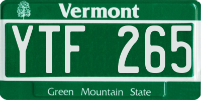 VT license plate YTF265