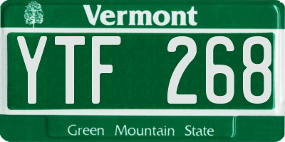 VT license plate YTF268