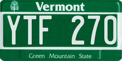 VT license plate YTF270
