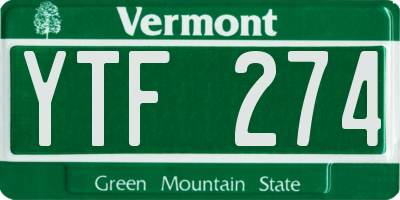 VT license plate YTF274