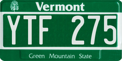 VT license plate YTF275