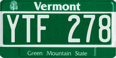 VT license plate YTF278