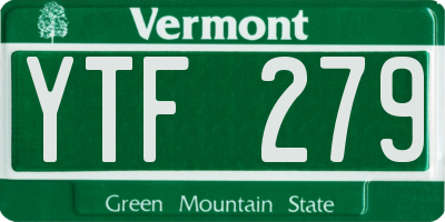 VT license plate YTF279