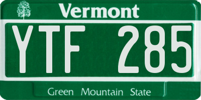 VT license plate YTF285