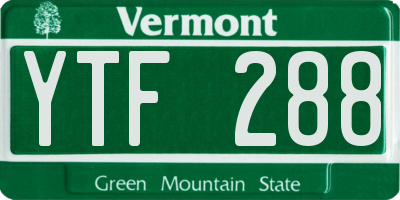 VT license plate YTF288