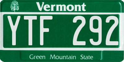 VT license plate YTF292