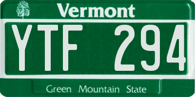 VT license plate YTF294