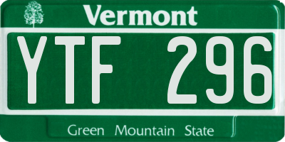 VT license plate YTF296